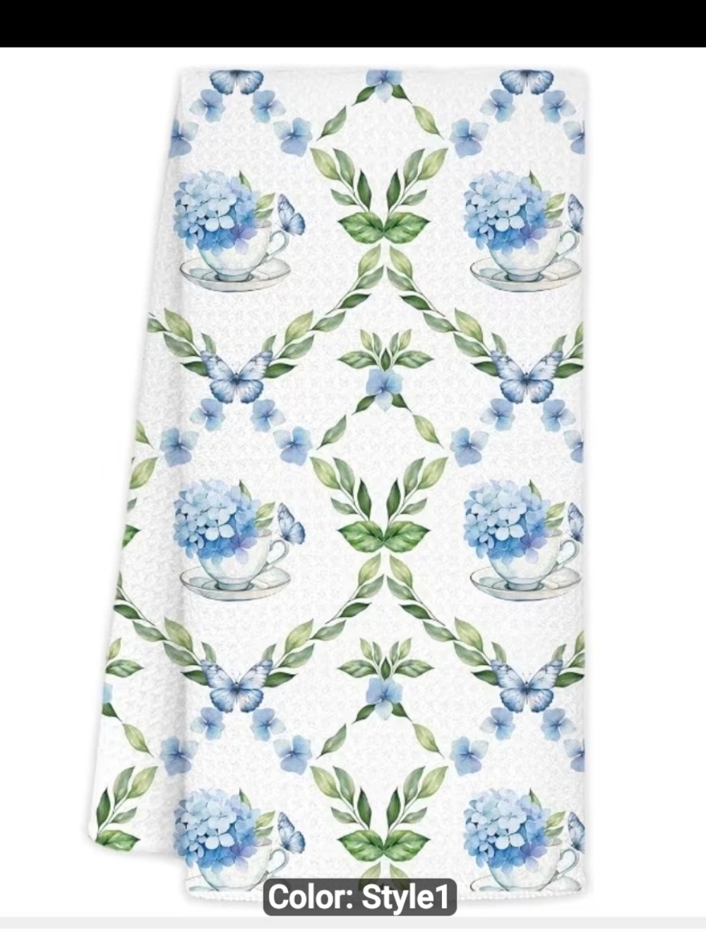 🎯NEW! Blue & Green Hydrangea Kitchen/Bath Hand Towels - Picture 2 of 4